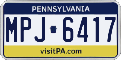 PA license plate MPJ6417