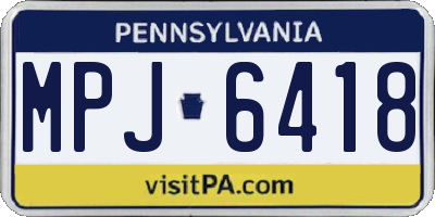 PA license plate MPJ6418