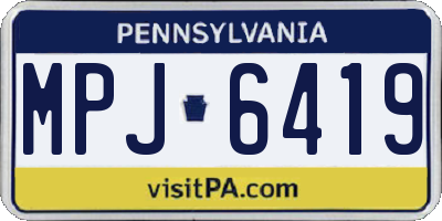 PA license plate MPJ6419