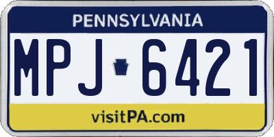 PA license plate MPJ6421