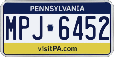 PA license plate MPJ6452
