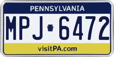 PA license plate MPJ6472