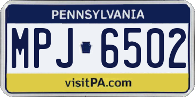 PA license plate MPJ6502