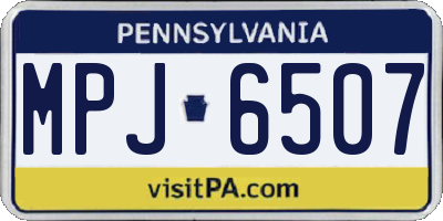 PA license plate MPJ6507