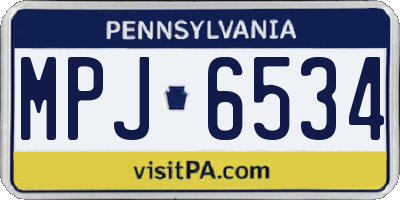PA license plate MPJ6534