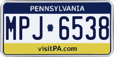PA license plate MPJ6538