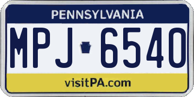 PA license plate MPJ6540