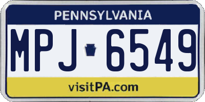 PA license plate MPJ6549