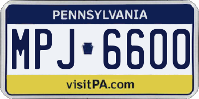 PA license plate MPJ6600