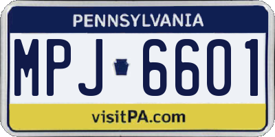 PA license plate MPJ6601