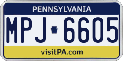 PA license plate MPJ6605
