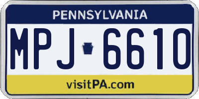PA license plate MPJ6610