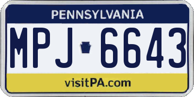 PA license plate MPJ6643