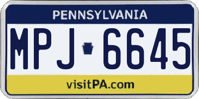 PA license plate MPJ6645