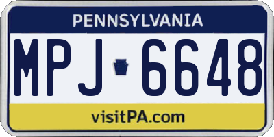 PA license plate MPJ6648