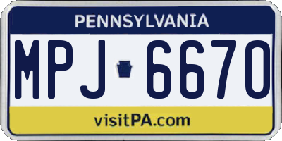 PA license plate MPJ6670