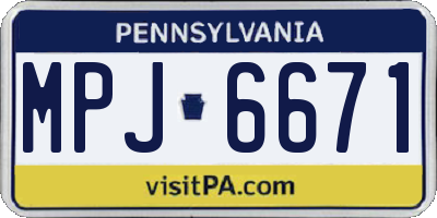 PA license plate MPJ6671