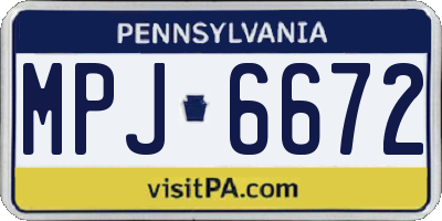 PA license plate MPJ6672
