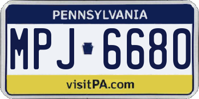 PA license plate MPJ6680
