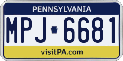 PA license plate MPJ6681