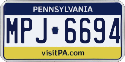 PA license plate MPJ6694
