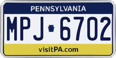 PA license plate MPJ6702