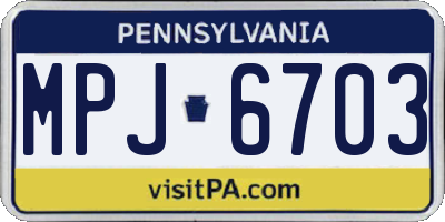 PA license plate MPJ6703