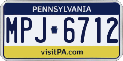 PA license plate MPJ6712