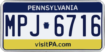 PA license plate MPJ6716