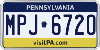 PA license plate MPJ6720