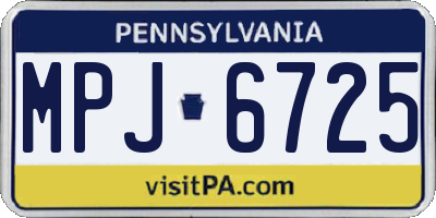 PA license plate MPJ6725