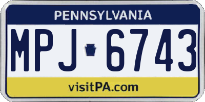 PA license plate MPJ6743