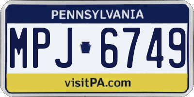 PA license plate MPJ6749