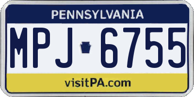PA license plate MPJ6755