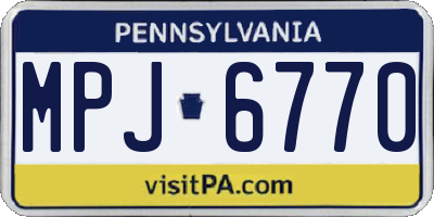 PA license plate MPJ6770