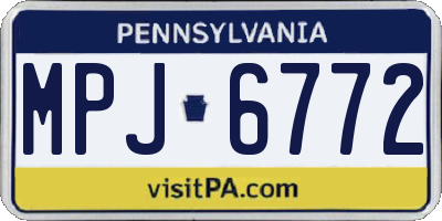 PA license plate MPJ6772