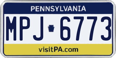 PA license plate MPJ6773