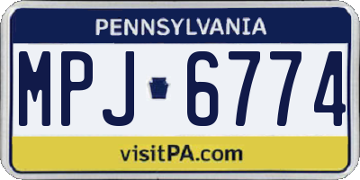 PA license plate MPJ6774