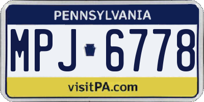 PA license plate MPJ6778