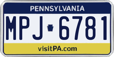 PA license plate MPJ6781