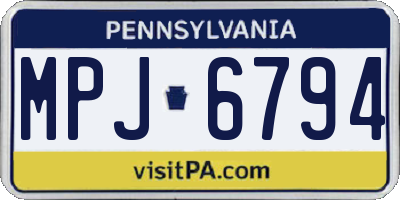 PA license plate MPJ6794