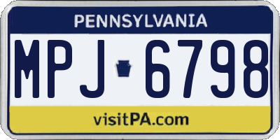 PA license plate MPJ6798