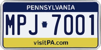 PA license plate MPJ7001