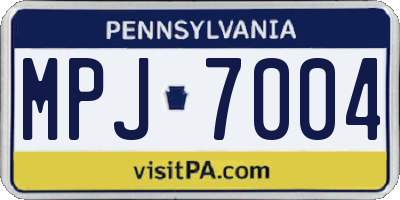 PA license plate MPJ7004