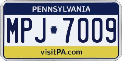 PA license plate MPJ7009