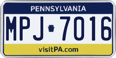 PA license plate MPJ7016