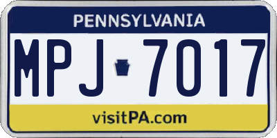 PA license plate MPJ7017