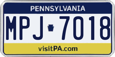 PA license plate MPJ7018