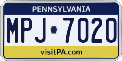 PA license plate MPJ7020