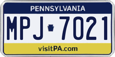 PA license plate MPJ7021